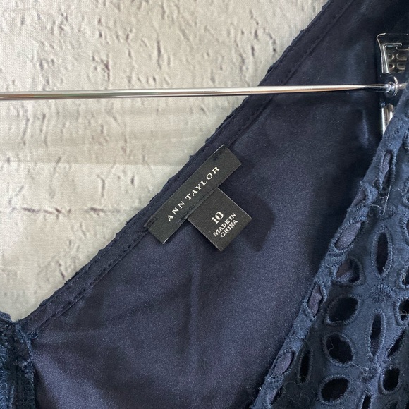Ann Taylor Navy Blue Eyelet Top - Picture 4 of 6